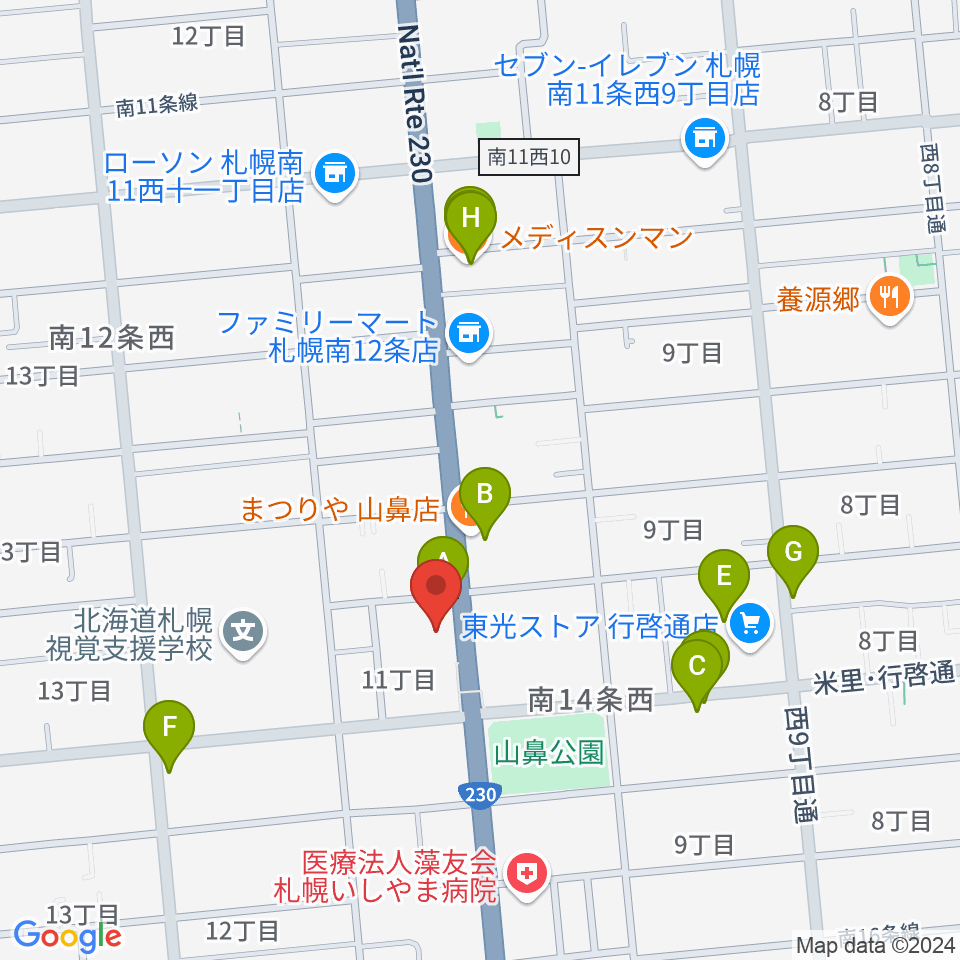 ピアノプラザセイヤスターツ周辺のファミレス・ファーストフード一覧地図