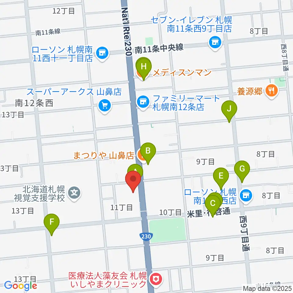 ピアノプラザセイヤスターツ周辺のファミレス・ファーストフード一覧地図