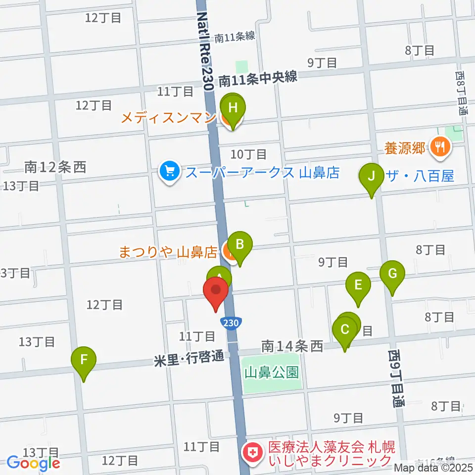 ピアノプラザセイヤスターツ周辺のファミレス・ファーストフード一覧地図