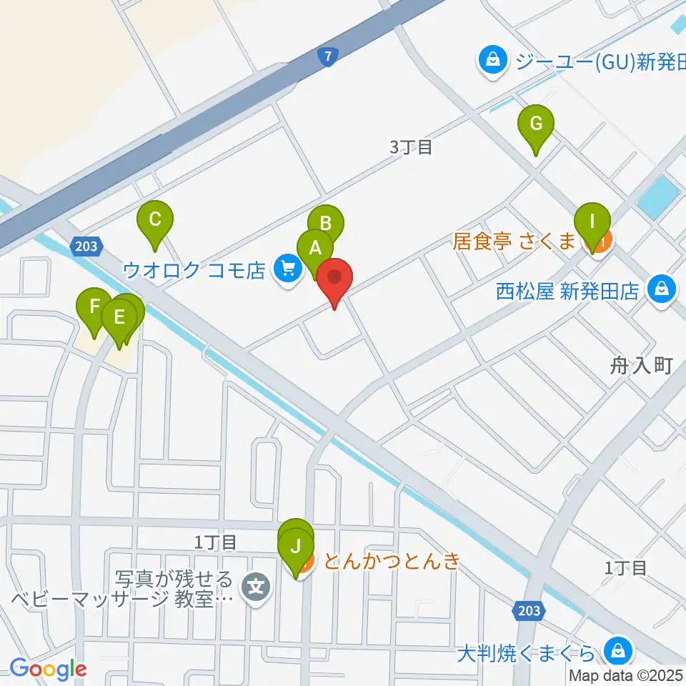 わたじん楽器 新発田センター周辺のファミレス・ファーストフード一覧地図