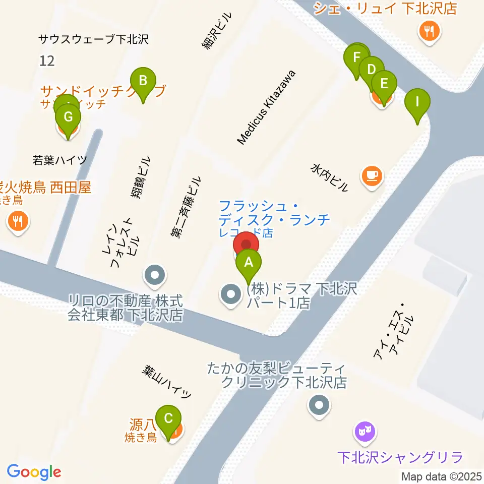フラッシュ・ディスク・ランチ周辺のファミレス・ファーストフード一覧地図