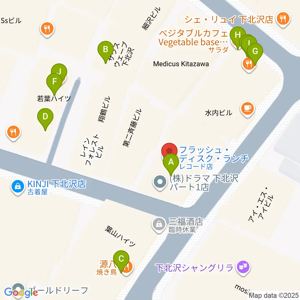 フラッシュ・ディスク・ランチ周辺のファミレス・ファーストフード一覧地図