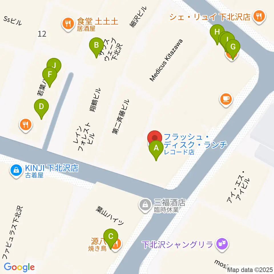 フラッシュ・ディスク・ランチ周辺のファミレス・ファーストフード一覧地図