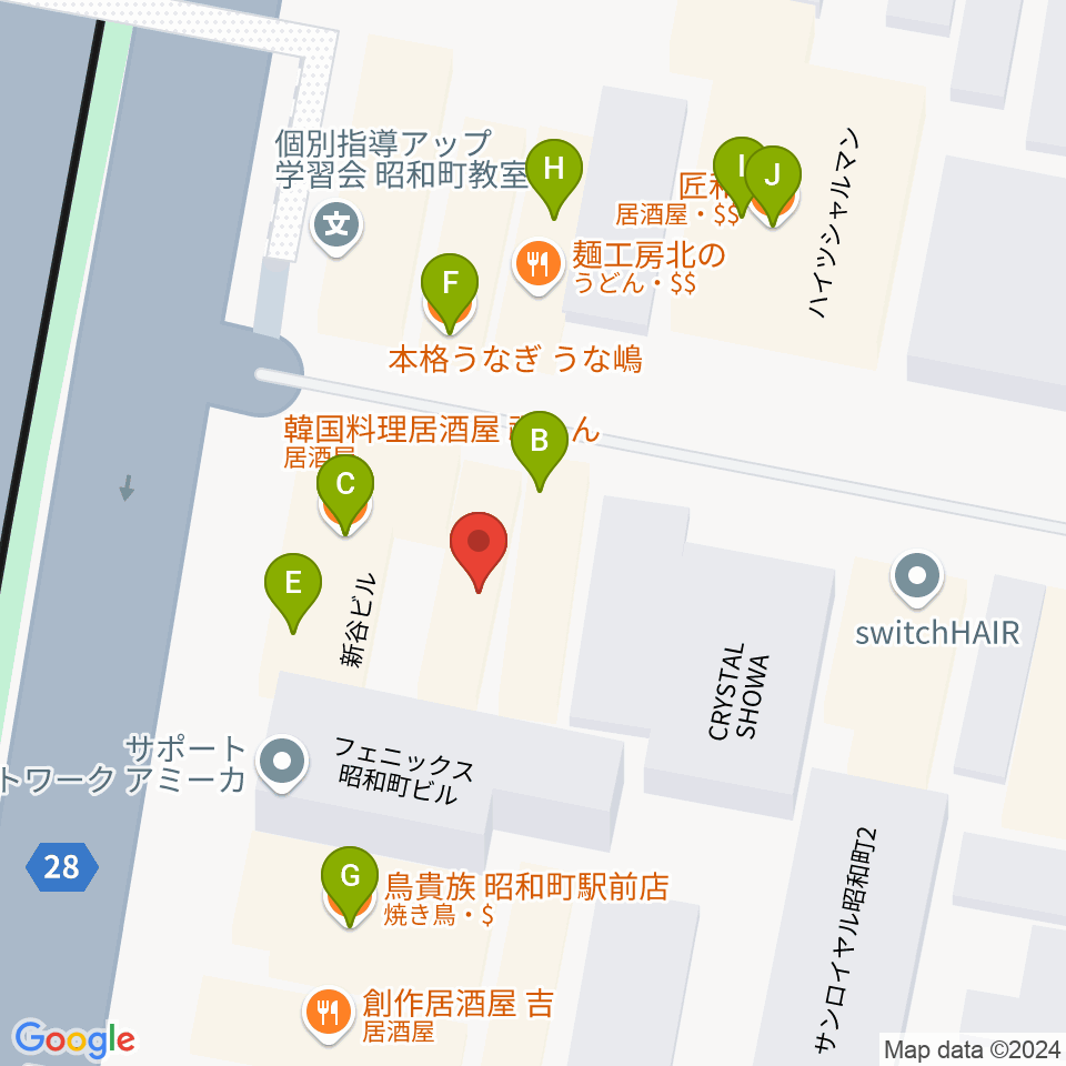 昭和町ダッチ周辺のファミレス・ファーストフード一覧地図