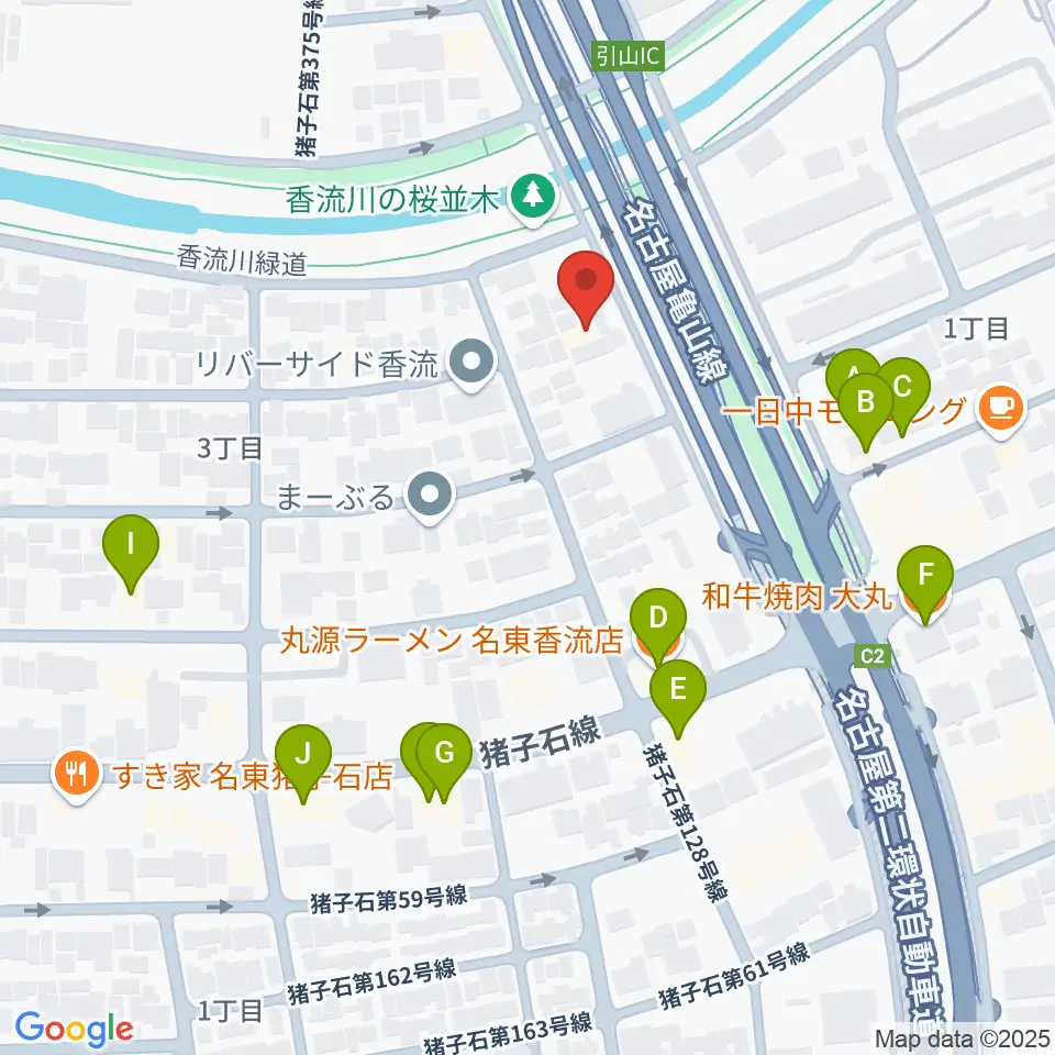 安達チェンバロ工房周辺のファミレス・ファーストフード一覧地図