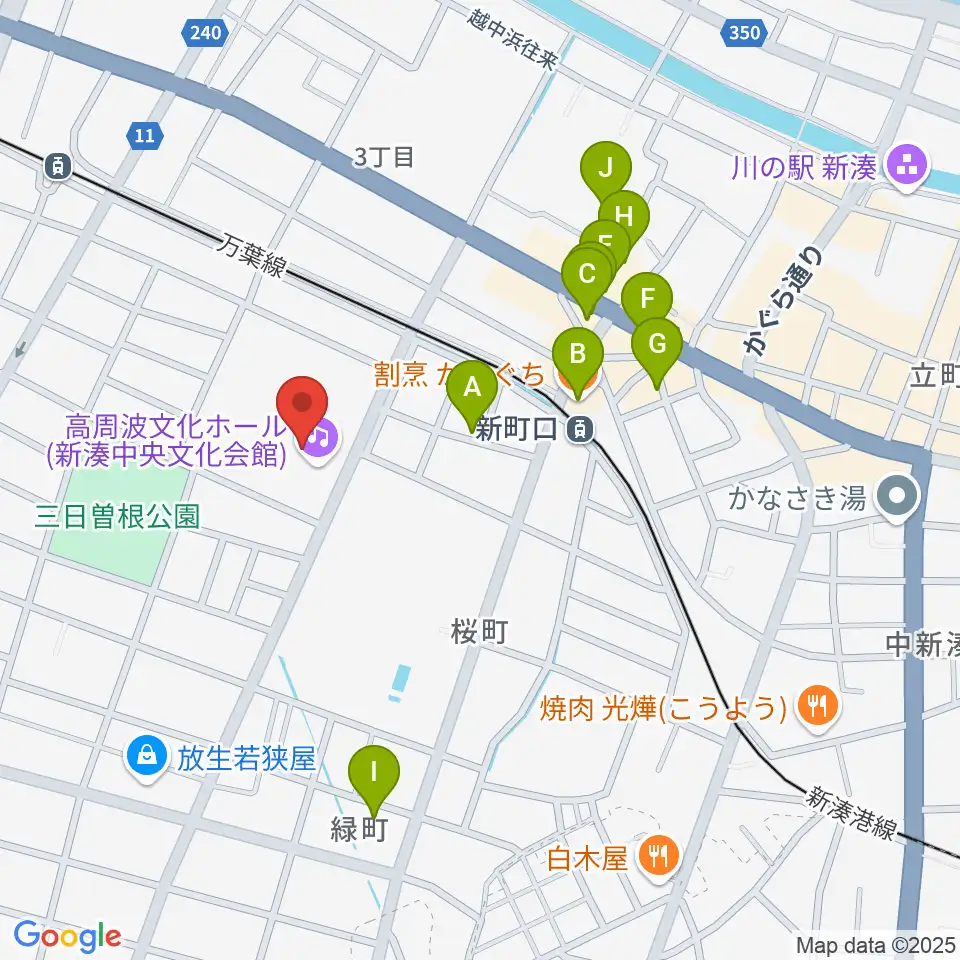 高周波文化ホール周辺のファミレス・ファーストフード一覧地図