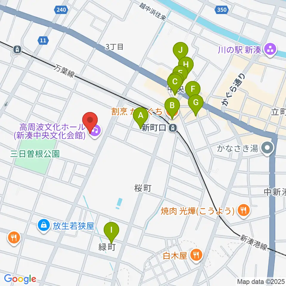 高周波文化ホール周辺のファミレス・ファーストフード一覧地図