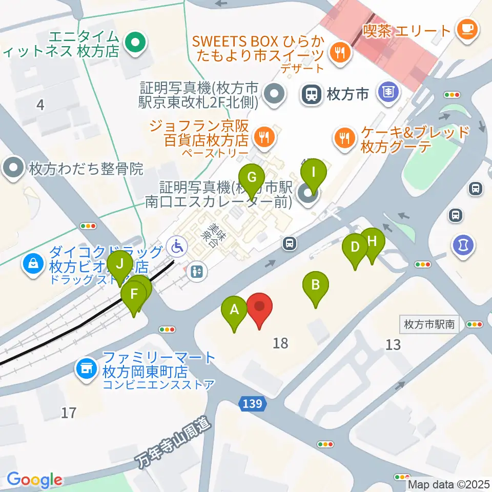 大東楽器ミューズデュオ周辺のファミレス・ファーストフード一覧地図
