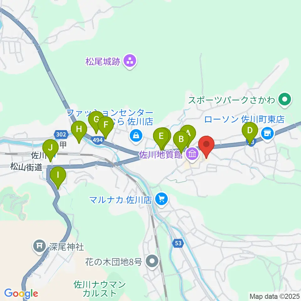 佐川町立桜座周辺のファミレス・ファーストフード一覧地図