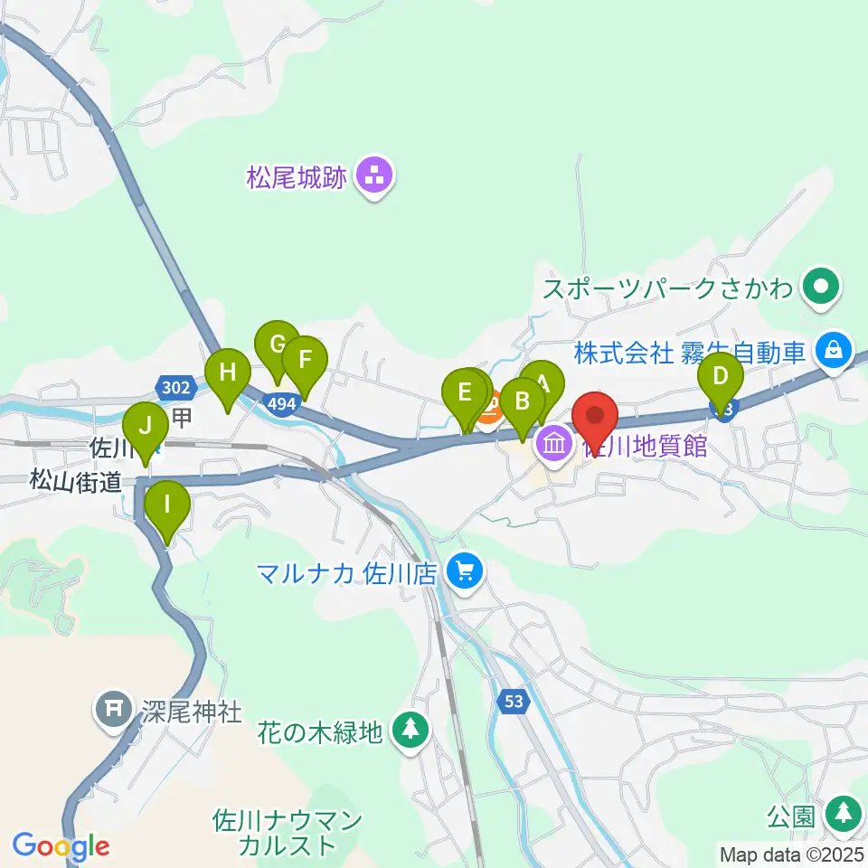 佐川町立桜座周辺のファミレス・ファーストフード一覧地図