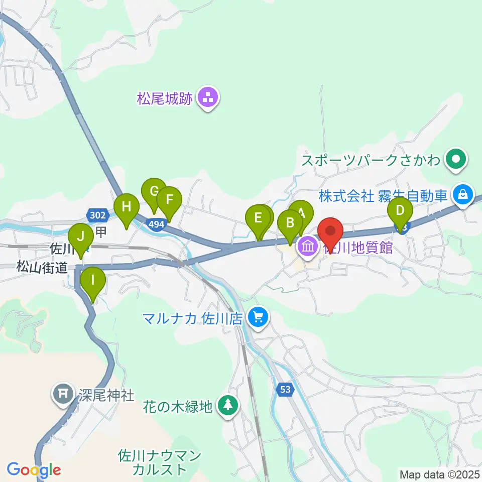 佐川町立桜座周辺のファミレス・ファーストフード一覧地図