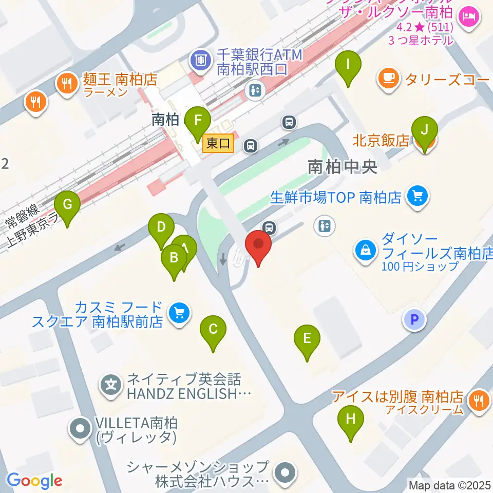 ウインズ南柏周辺のファミレス・ファーストフード一覧地図