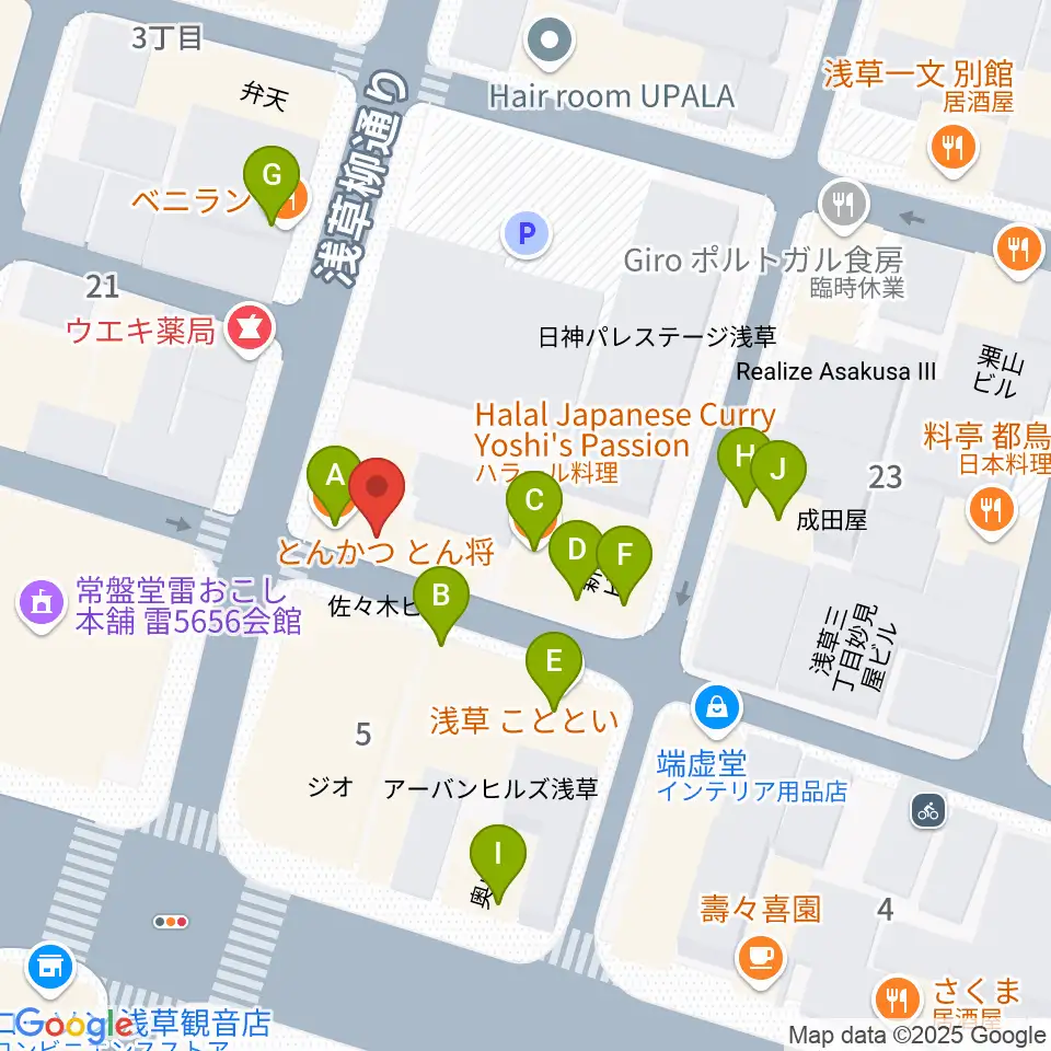 ネイキッドギターワークス周辺のファミレス・ファーストフード一覧地図