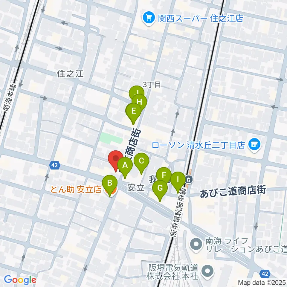 アンリュウリコーダーギャラリー周辺のファミレス・ファーストフード一覧地図