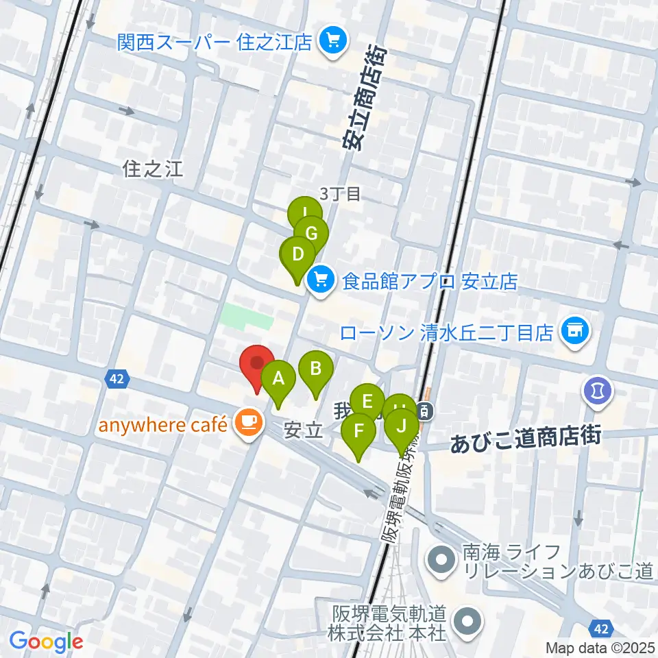 アンリュウリコーダーギャラリー周辺のファミレス・ファーストフード一覧地図