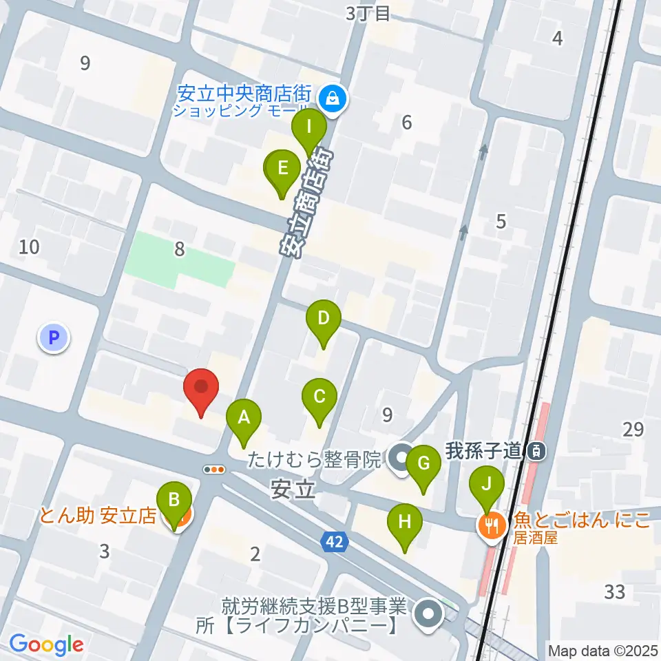 アンリュウリコーダーギャラリー周辺のファミレス・ファーストフード一覧地図