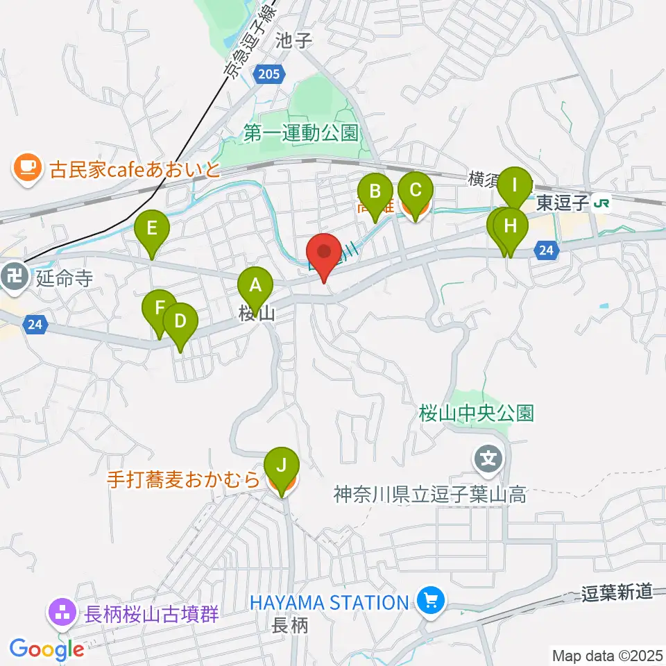 ケイズギターワークス周辺のファミレス・ファーストフード一覧地図