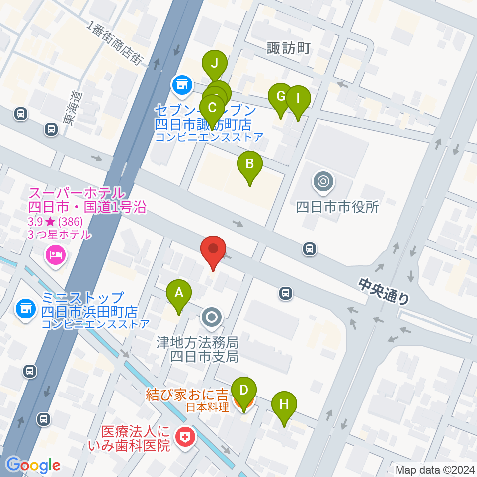 四日市JAZZ TAKE ZERO周辺のファミレス・ファーストフード一覧地図