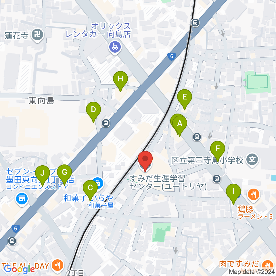 ユートリヤ すみだ生涯学習センター周辺のファミレス・ファーストフード一覧地図