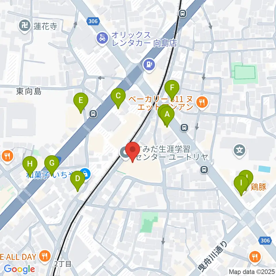 ユートリヤ すみだ生涯学習センター周辺のファミレス・ファーストフード一覧地図