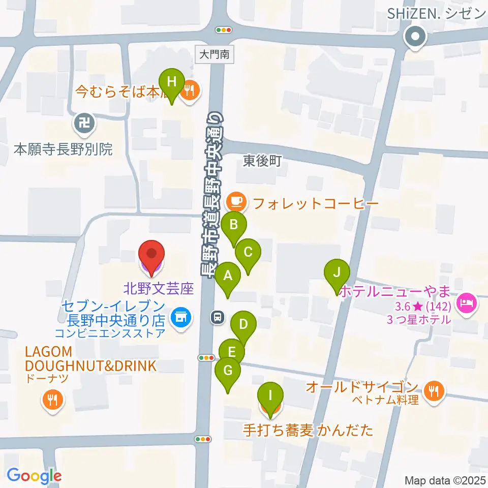 北野文芸座周辺のファミレス・ファーストフード一覧地図