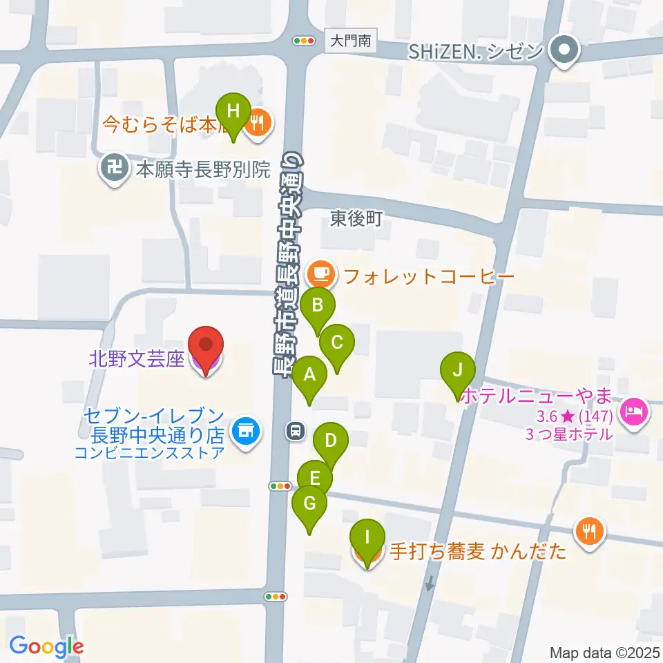 北野文芸座周辺のファミレス・ファーストフード一覧地図