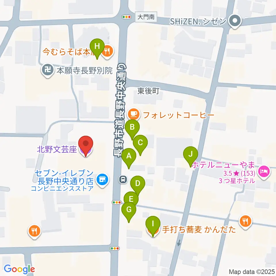 北野文芸座周辺のファミレス・ファーストフード一覧地図