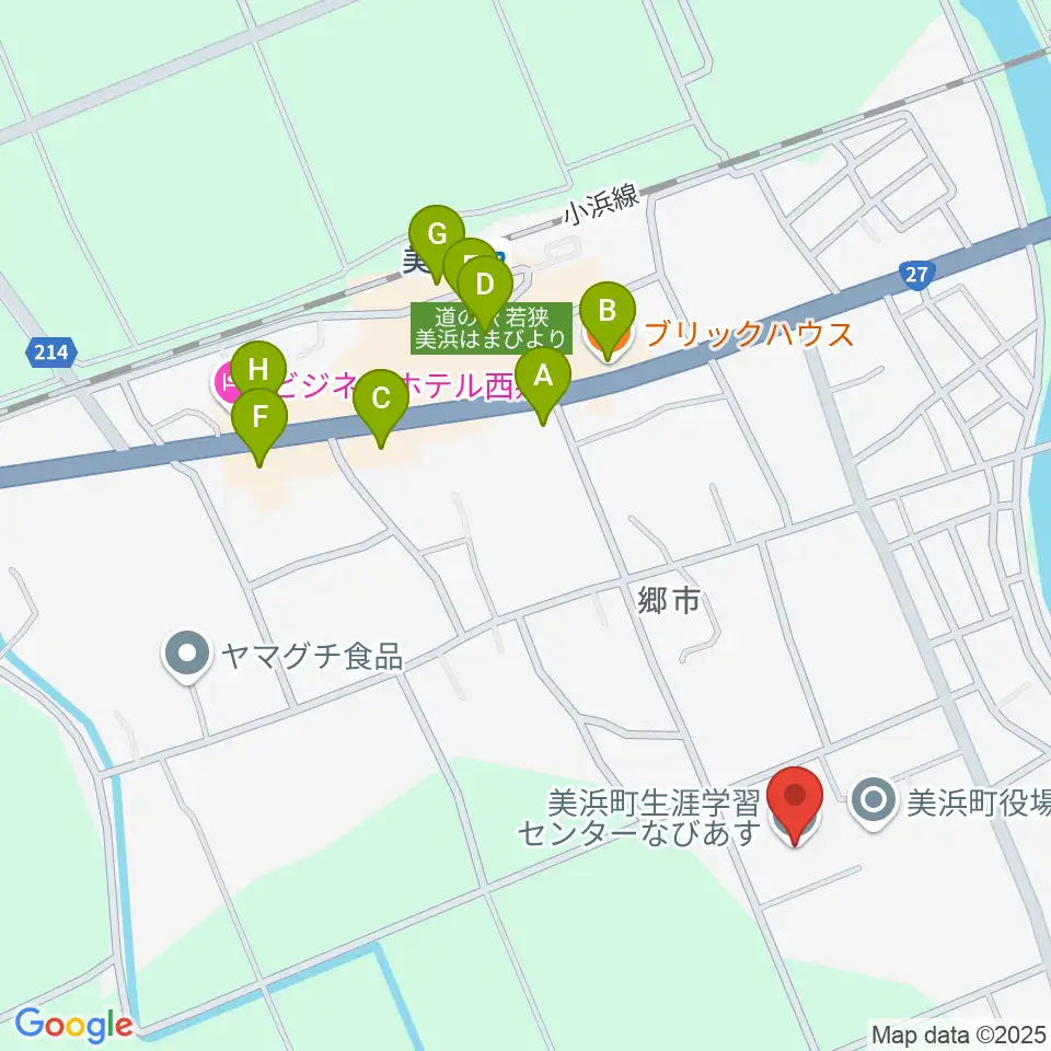 美浜町生涯学習センターなびあす周辺のファミレス・ファーストフード一覧地図