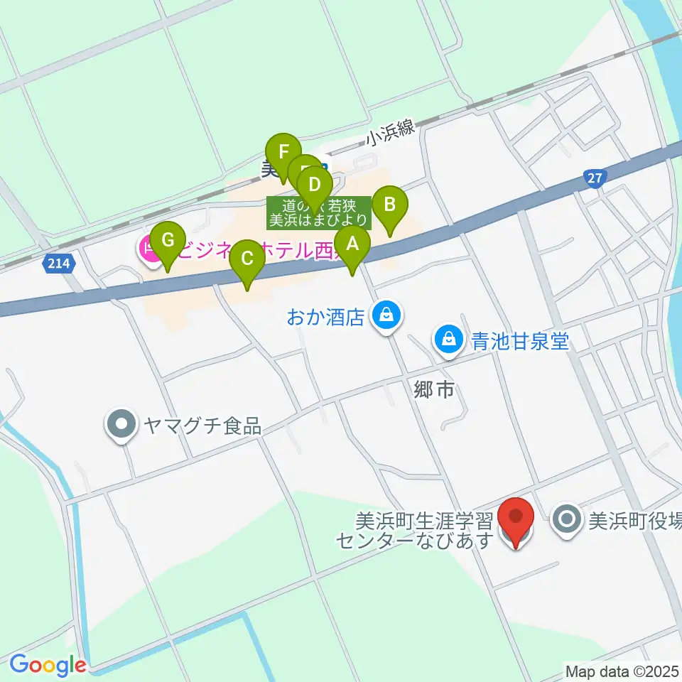 美浜町生涯学習センターなびあす周辺のファミレス・ファーストフード一覧地図