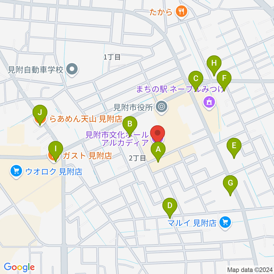 見附市文化ホール アルカディア周辺のファミレス・ファーストフード一覧地図