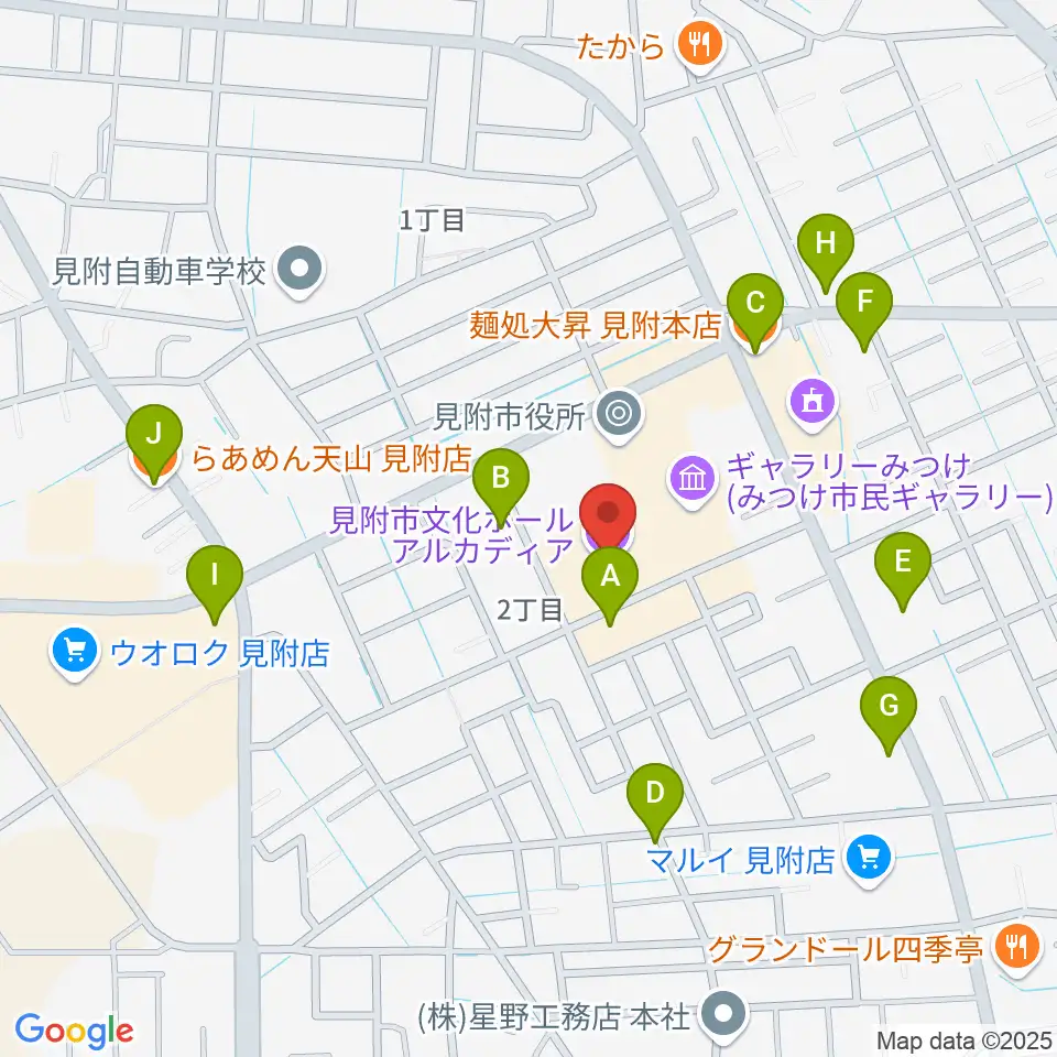 見附市文化ホール アルカディア周辺のファミレス・ファーストフード一覧地図