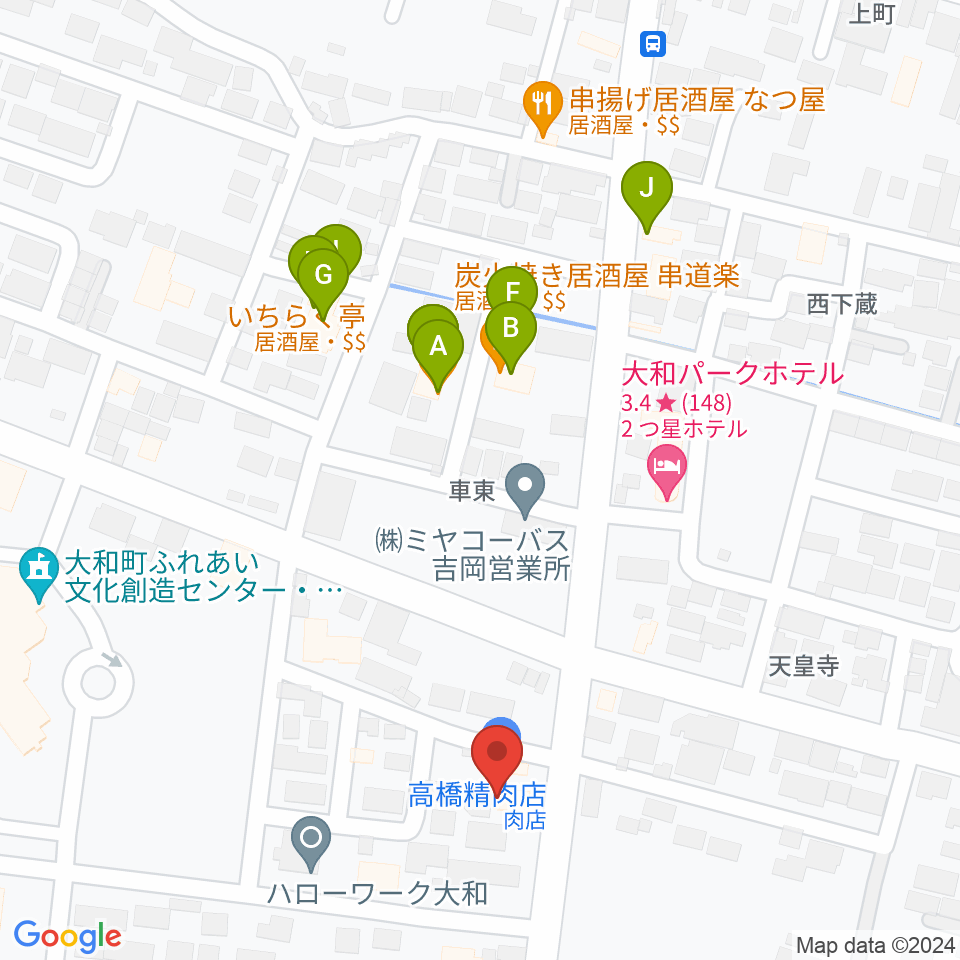 仙台ピアノ工房 木造ドーム周辺のファミレス・ファーストフード一覧地図