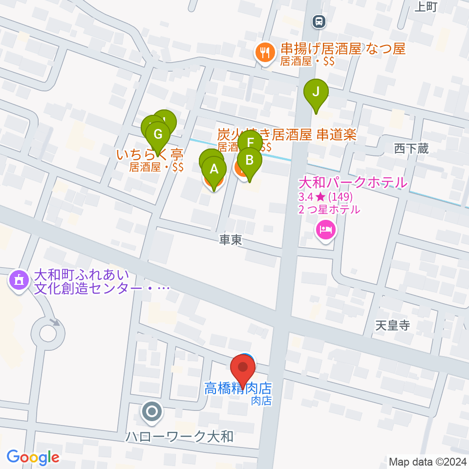 仙台ピアノ工房 木造ドーム周辺のファミレス・ファーストフード一覧地図