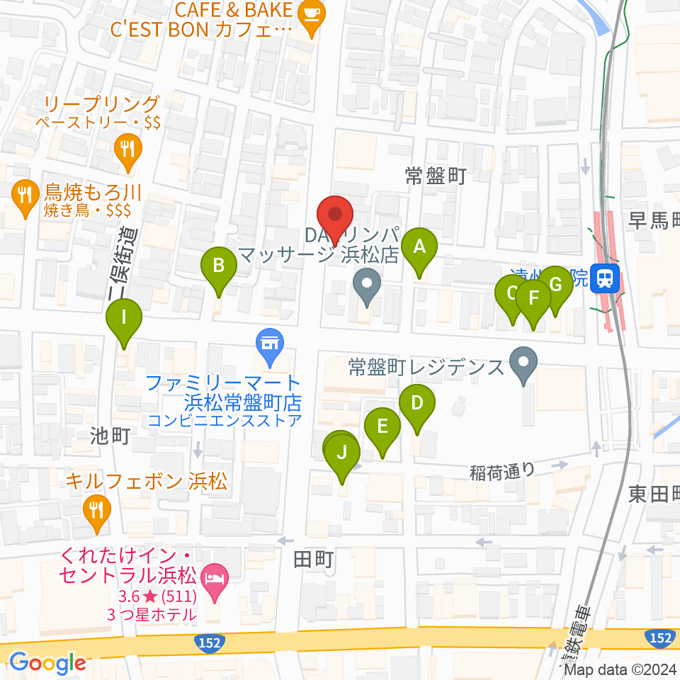 浜松スペースK周辺のファミレス・ファーストフード一覧地図