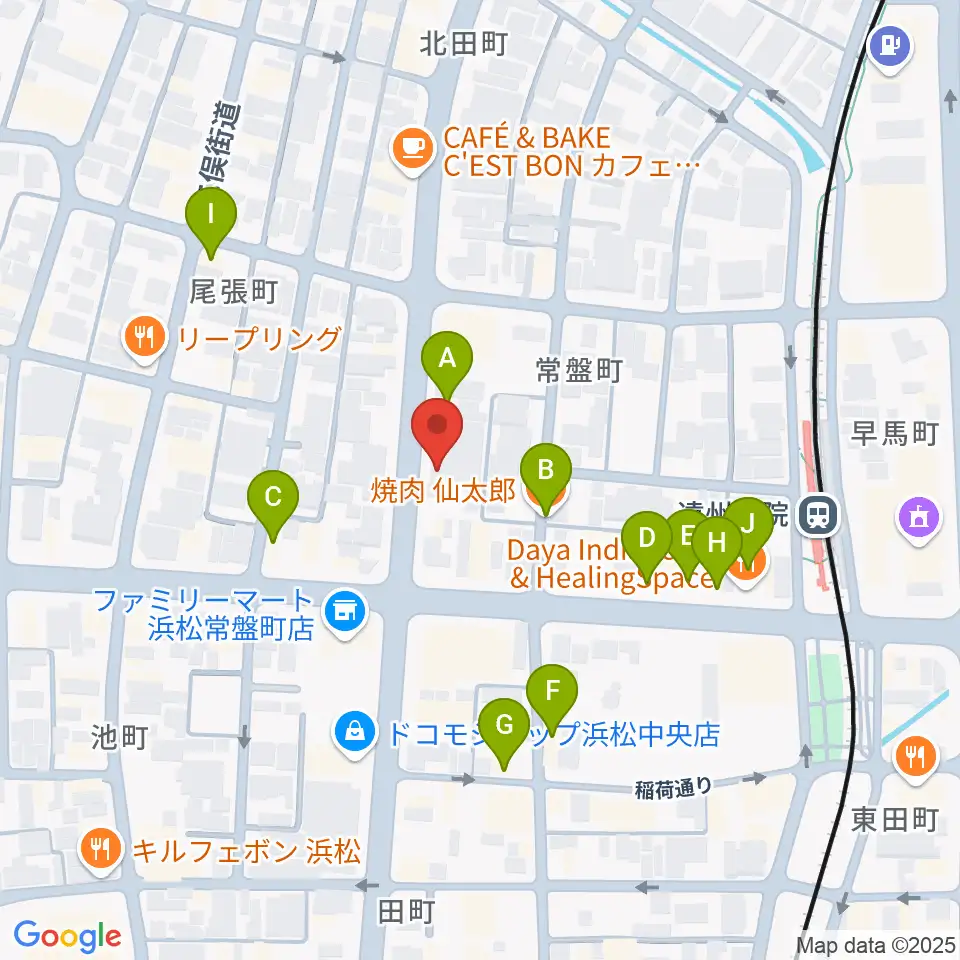 浜松スペースK周辺のファミレス・ファーストフード一覧地図