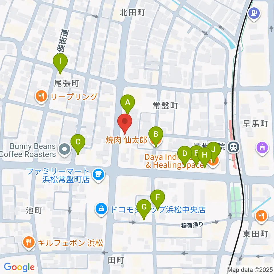 浜松スペースK周辺のファミレス・ファーストフード一覧地図