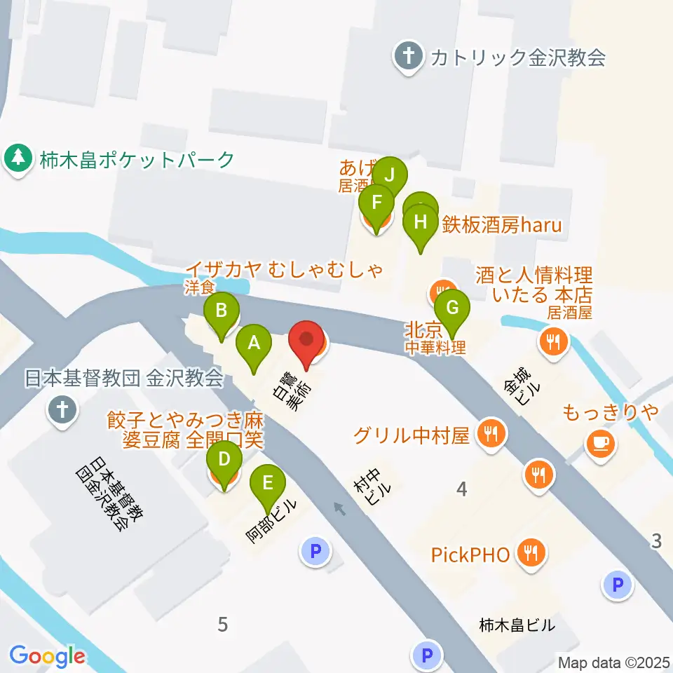 shirasagi/白鷺美術周辺のファミレス・ファーストフード一覧地図