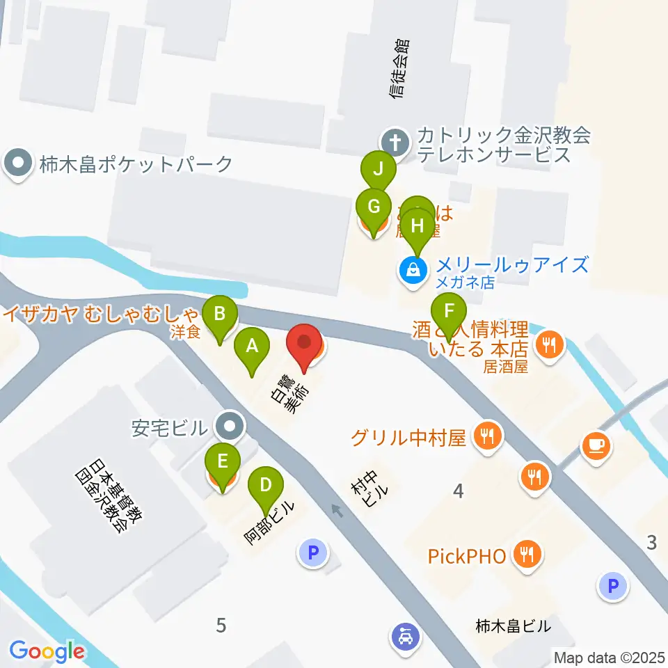 shirasagi/白鷺美術周辺のファミレス・ファーストフード一覧地図