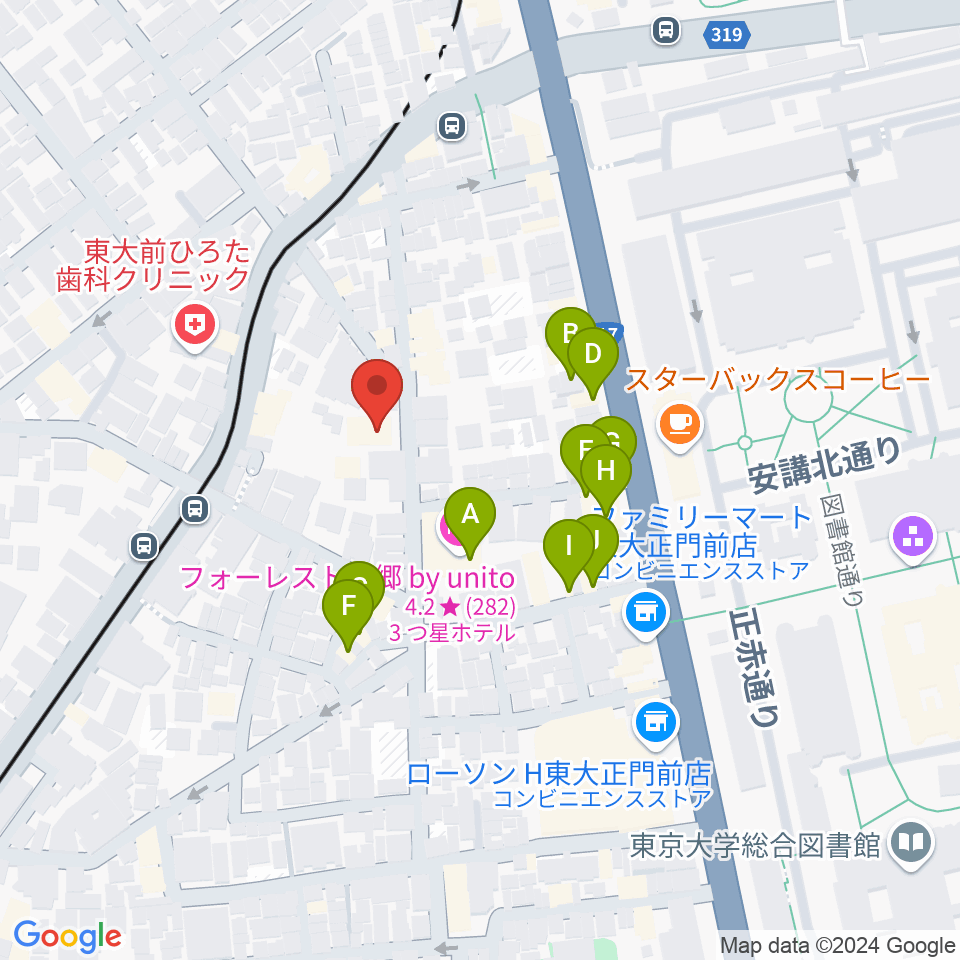 求道会館周辺のファミレス・ファーストフード一覧地図