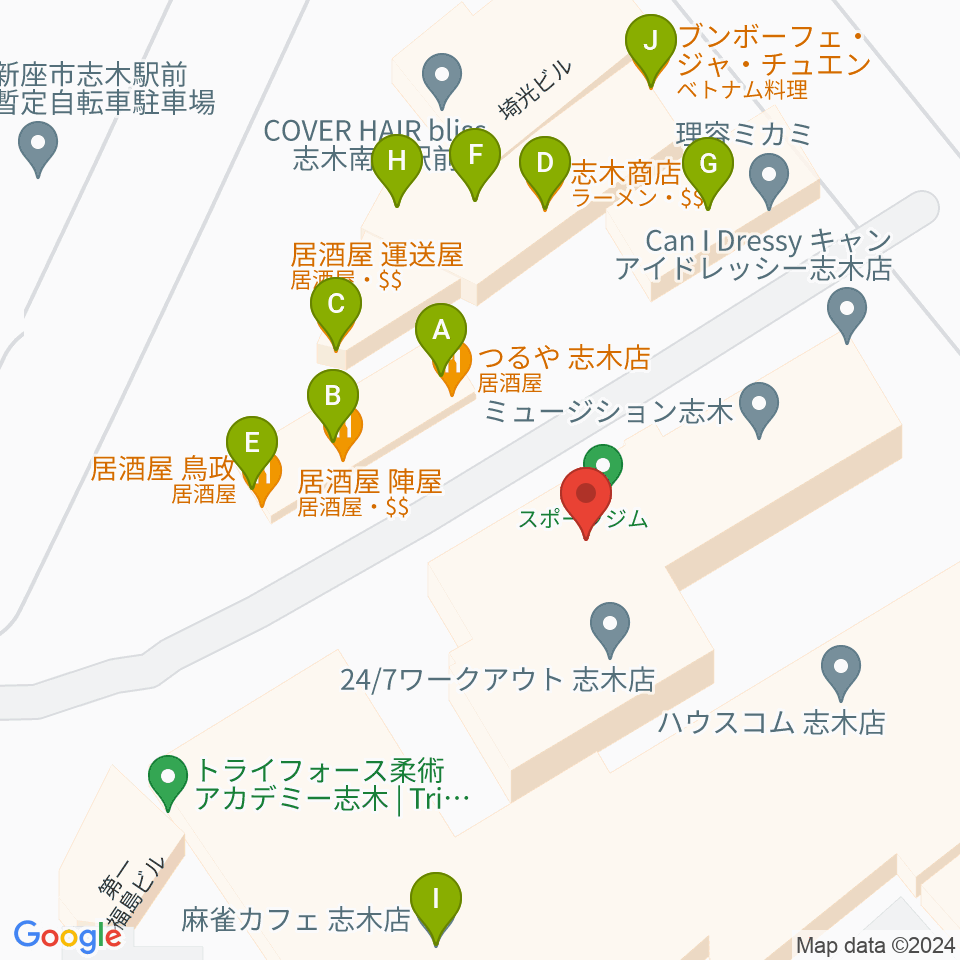 森音楽教室ボーカルコース周辺のファミレス・ファーストフード一覧地図