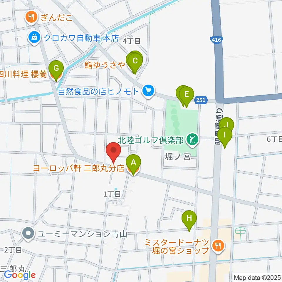 西川音楽教室周辺のファミレス・ファーストフード一覧地図