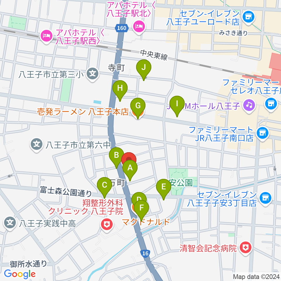 ギャラリー・スペースことのは周辺のファミレス・ファーストフード一覧地図