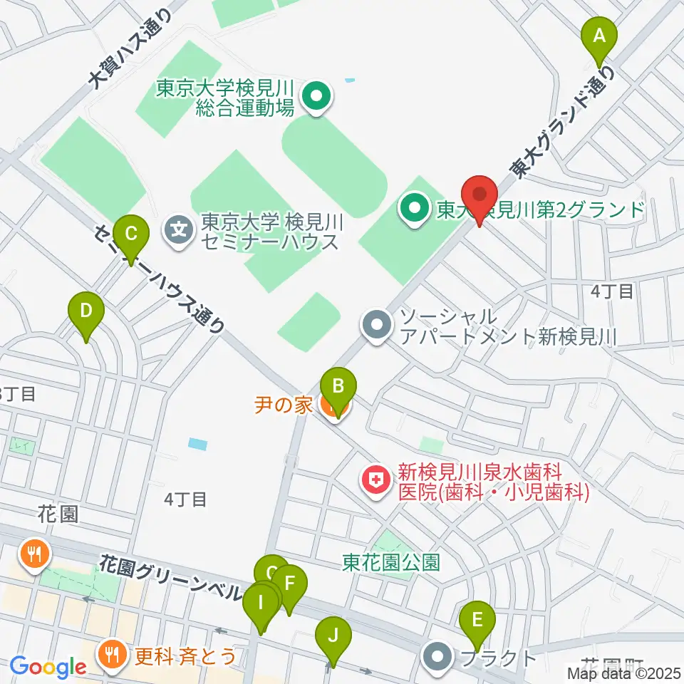 はなみがわ風の丘HALL周辺のファミレス・ファーストフード一覧地図