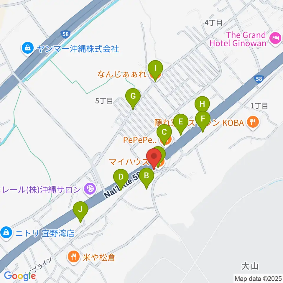 ピアノハウス周辺のファミレス・ファーストフード一覧地図