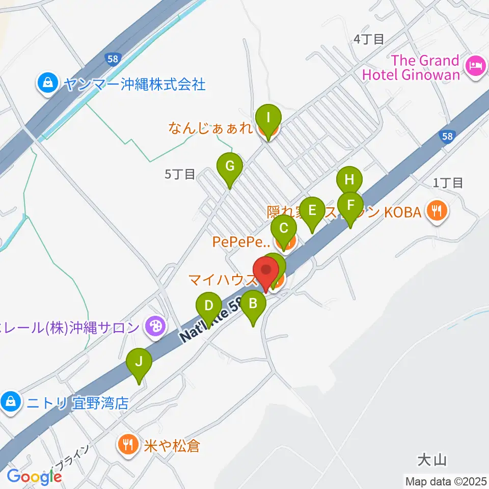 ピアノハウス周辺のファミレス・ファーストフード一覧地図