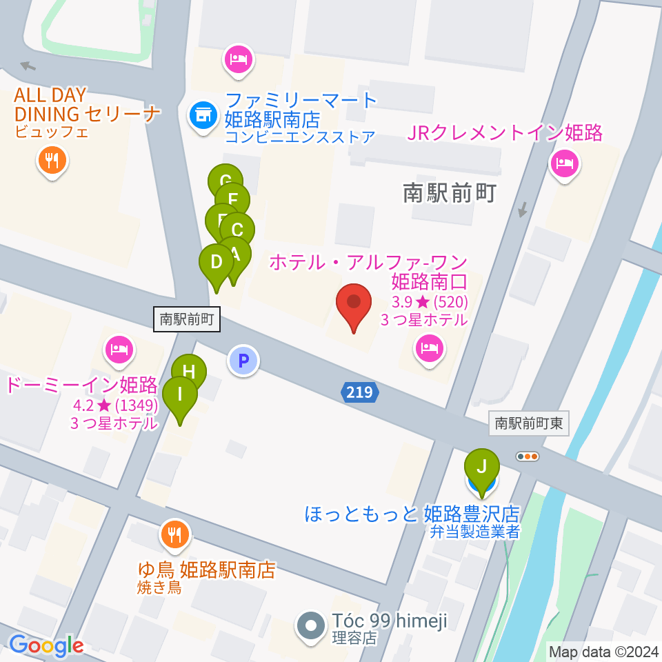 スガナミミュージックサロン姫路周辺のファミレス・ファーストフード一覧地図