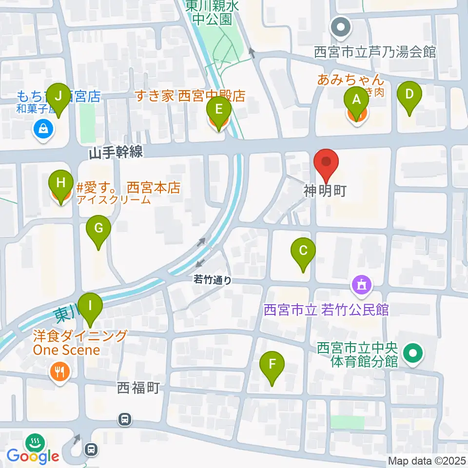 ピアノワークス周辺のファミレス・ファーストフード一覧地図