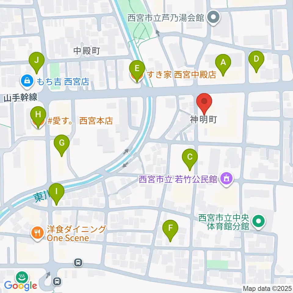 ピアノワークス周辺のファミレス・ファーストフード一覧地図