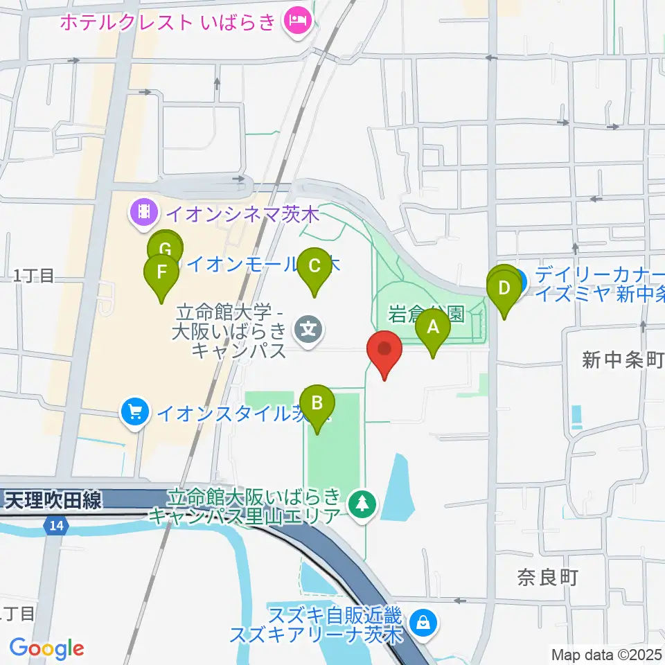 立命館いばらきフューチャープラザ周辺のファミレス・ファーストフード一覧地図