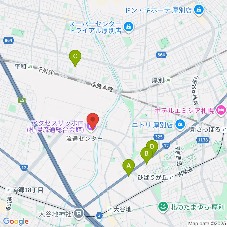アクセスサッポロ周辺のファミレス・ファーストフード一覧地図